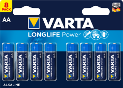 Най-мощните алкални батерии за устройства с високо енергопотребление - VARTA Longlife Power AA - 8 броя