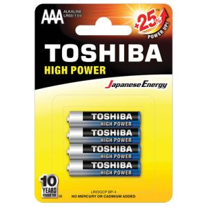 Алкални Батерии Toshiba High Power AAA - Надеждни и Мощни Батерии за Вашите Устройства, 4 бр. в Блистер