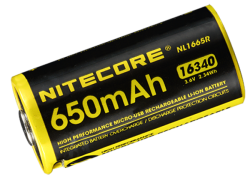 NITECORE NL1665R Презареждаща се CR123 Литиева Батерия 650mAh 16340 с USB зареждане