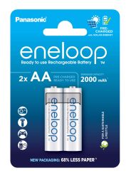 2 броя акумулаторни батерии Panasonic Eneloop BK-3MCDE AA 2000mAh – NiMH, готови за употреба