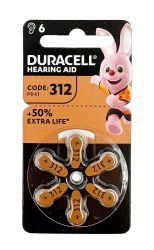 Батерии за слухов апарат DURACELL EasyTab DA312 BL6 (6 броя)