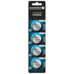 Комплект 4 броя литиеви батерии everActive CR3032 – 3V, дълъг живот и висока надеждност