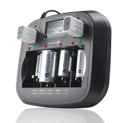Интелигентно универсално зарядно устройство за акумулаторни батерии everActive NC-900U с LCD дисплей и USB порт