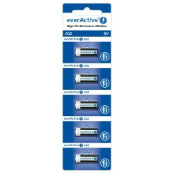 5 броя батерии everActive A32 / 32A 9V за автомобилни дистанционни управления – високопроизводителни алкални батерии в блистер