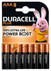 Алкални Батерии ААА DURACELL Plus Power Boost MN2400 – 8 броя, 1.5V