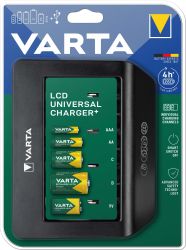 VARTA LCD Universal Charger+ 57688 – Универсално интелигентно зарядно за батерии AA, AAA, C, D и 9V, LCD дисплей, бързо зареждане