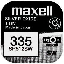 Сребърна батерия MAXELL 335 / SR512SW – японска Silver Oxide 1.55V за тънки часовници