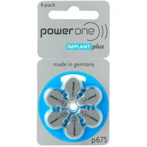 6 бр. Power One Implant Plus 675 MF батерии за импланти и слухови апарати