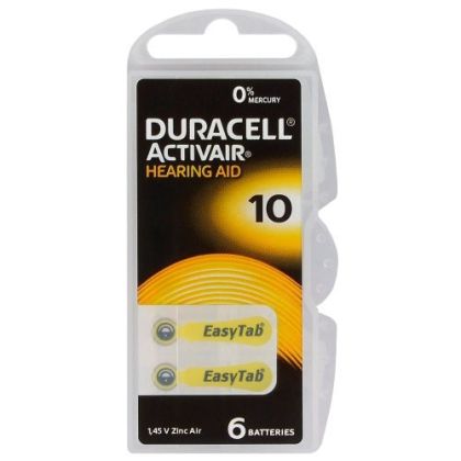 6 бр. Duracell ActivAir 10 MF Батерии за слухов апарат