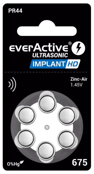 Насладете се на ясен и кристален звук с 6 броя everActive ULTRASONIC IMPLANT HD 675 батерии за слухови апарати