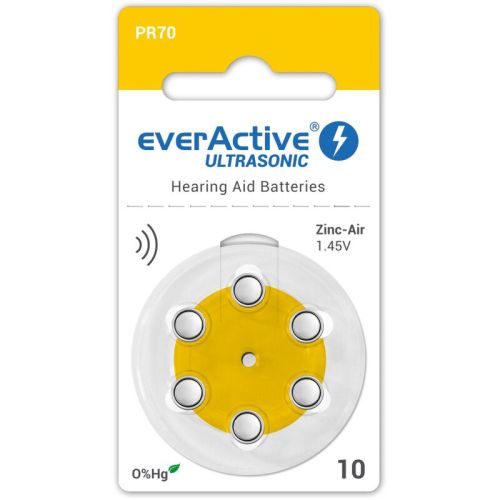 6 бр. everActive ULTRASONIC 10 батерии за слухов апарат