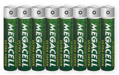 Издържливи и ефективни: 8 бр. Megacell Ultra Green R03 AAA батерии