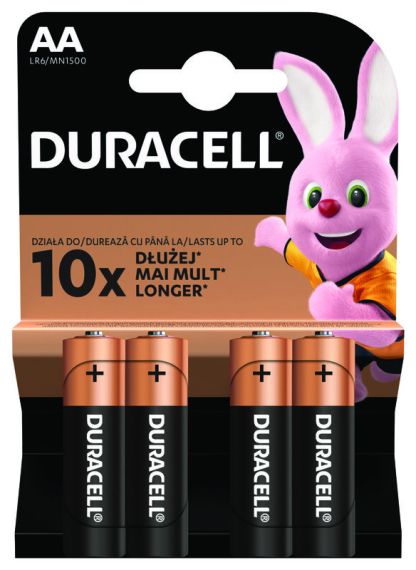 4 бр. Duracell Duralock Basic C&B LR6 AA алкални батерии (блистер)