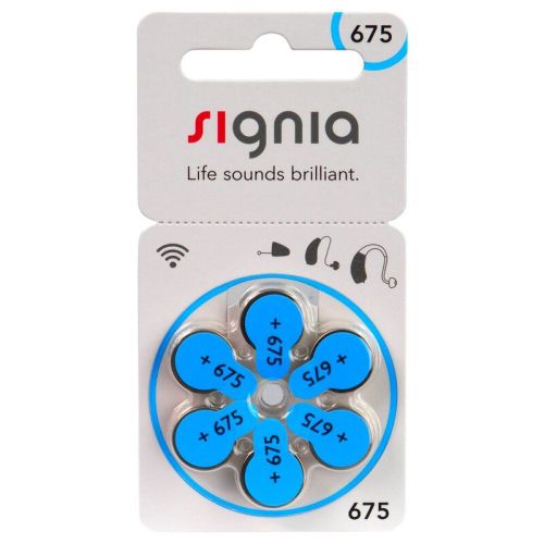 6 бр. батерии за слухов апарат Signia 675 MF