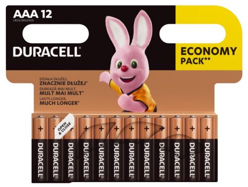 12 бр. Duracell Basic LR03 AAA алкални батерии (блистер)