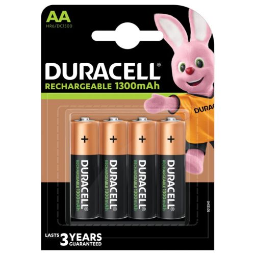Изберете надеждността на Duracell с нашите 4 броя Recharge R6/AA 1300 mAh акумулаторни батерии