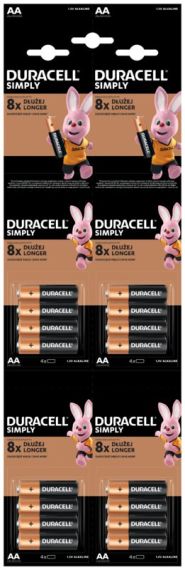 16 бр. Duracell 4x4 LR6 AA HDBC алкални батерии