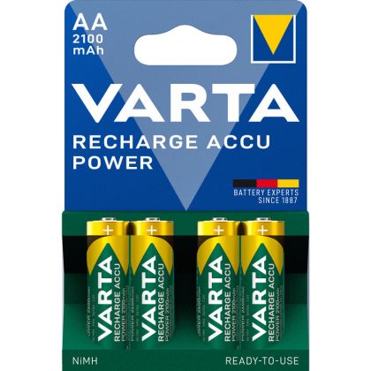 Готови за употреба: 4 бр. Varta R6 AA Ni-MH 2100mAh батерии - Зареждаеми, дълготрайни и надеждни, висок капацитет | BATERIIKI.COM