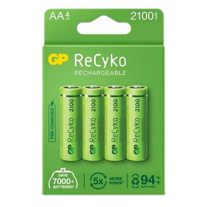 4 бр. Презареждаеми Батерии GP ReCyko AA Ni-MH 2100mAh – Надеждна Енергия, Готова за Действие от BATERIIKI.COM