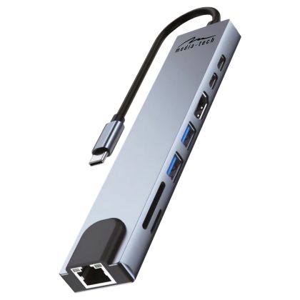 Media-Tech MT5046 8-в-1 USB-C Hub – Перфектното решение за свързаност с 4K HDMI, USB 3.0, PD 100W и Gigabit LAN!