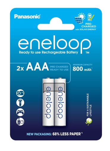 2 броя Акумулаторни Батерии Panasonic Eneloop BK-4MCDE AAA 800mAh – NiMH, готови за употреба