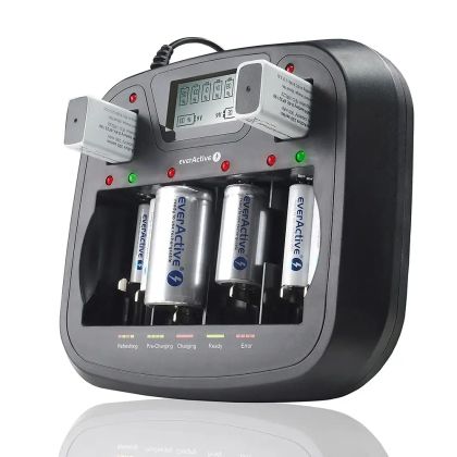 Интелигентно универсално зарядно устройство за акумулаторни батерии everActive NC-900U с LCD дисплей и USB порт