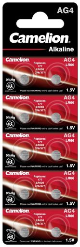 Camelion AG4 / LR626 / 377 / 177 – Прецизни алкални батерии 1.5V (блистер) за часовници, медицински и електронни уреди