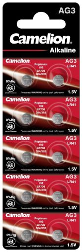 Camelion AG3 / LR41 / 392 / 192 – Прецизни миниатюрни батерии 1.5V (блистер) за часовници, медицински уреди и електронни устройства