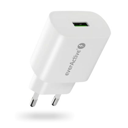 USB зарядно everActive SC‑250Q QC3.0 18W – компактно бързо зарядно за смартфони