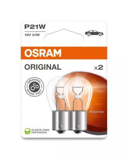 Авто крушки OSRAM Original 12V 21W BA15s – комплект 2 бр. за надеждно мигачи и стоп светлини