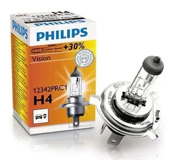 Philips H4 Vision +30% – Халогенна автомобилна крушка с повишена светлинна мощност