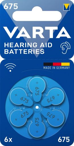 VARTA Hearing Aid 675 BL6 – Премиум батерии за слухови апарати, размер 675