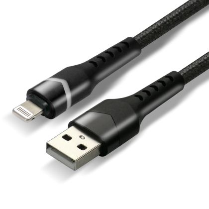 USB към Apple Lightning Кабел everActive CBB‑1IBR RGB 100 см – плетен, здрав, 2.4A бързо зареждане