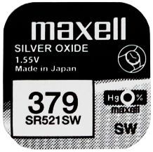 Maxell 379 SR521SW – Сребърно-оксидна Батерия за Часовници, Произведена в Япония, Без Живак