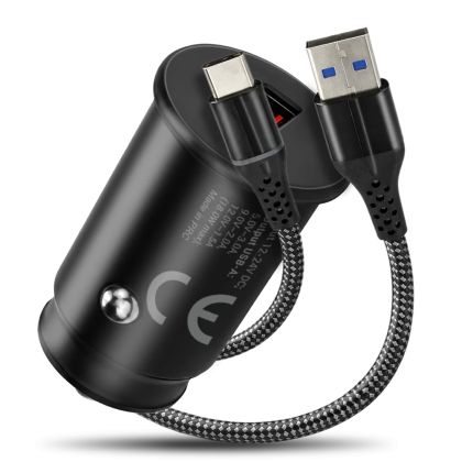 everActive CC-15QC автомобилно зарядно 18W QC3.0 USB-A + USB-C кабел 1 м