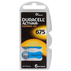 6 бр. Duracell ActivAir 675 MF батерии за слухов апарат