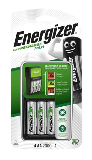 Energizer Maxi зарядно + 4 x R6/AA 2000 mAh батерии