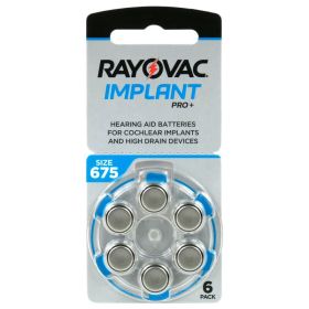 6 бр. Rayovac 675 IMPLANT PRO + MF батерии за слухов апарат
