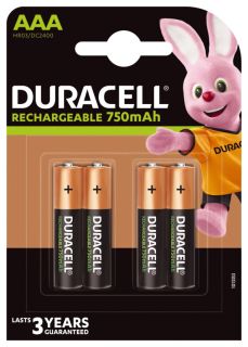 4 бр. Duracell Recharge R03 AAA 750 mAh акумулаторни батерии