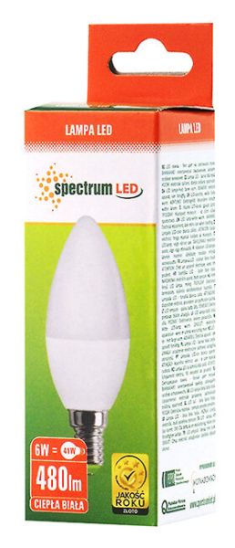 LED крушка 6w e14 3000k 520lm SpectrumLed