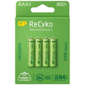 Безкраен източник на енергия: 4 бр. Презареждаеми AAA / R03 GP ReCyko 1000 - Най-дълготрайните батерии
