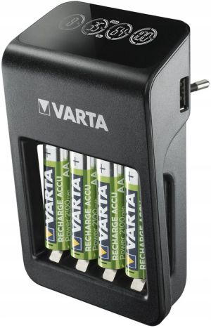 Зарядно устройство Ni-MH VARTA LCD PLUG CHARGER PLUS 57687 + 4 x R6 / AA 2100 mAh: Интелигентно Зареждане и Надеждна Енергия | BATERIIKI.COM