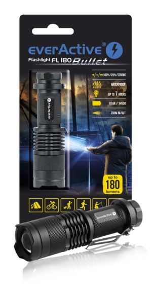 everActive FL-180 'Bullet' LED Фенер с CREE XP-E2 диод - Мощ и Удобство в Едно | BATERIIKI.COM