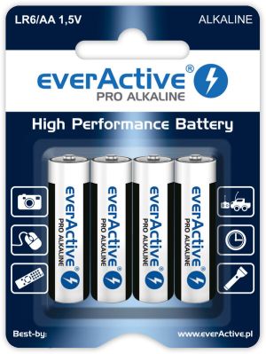 everActive Pro LR6/AA - Надеждни и Производителни Алкални Батерии (Блистер 4 бр.) | BATERIIKI.COM