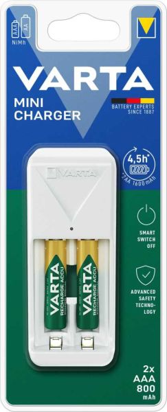 Varta 57656 Mini Зарядно устройство: Напреднало зарядно с Висококачествени AAA Батерии за Вашия Комфорт