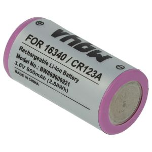 Акумулаторна Батерия съвместима с 16340, CR123R, CR17335, CR123A за Различни Устройства - 800mAh 3.6V Li-ion