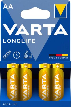 4 бр. Алкални Батерии VARTA Longlife 4106 AA от BATERIIKI.COM - Надеждната Мощ за Вашите Устройства! 