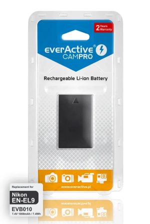 Батерия everActive CamPro – Съвместима с Nikon EN-EL9/EN-EL9e, 1000mAh