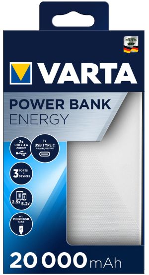 Varta ENERGY 20000mAh Power Bank – Мощност, която пътува с теб!