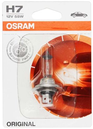Автомобилна халогенна крушка OSRAM H7 55W ORIGINAL 12V - PX26d - надеждна светлина за всеки автомобил